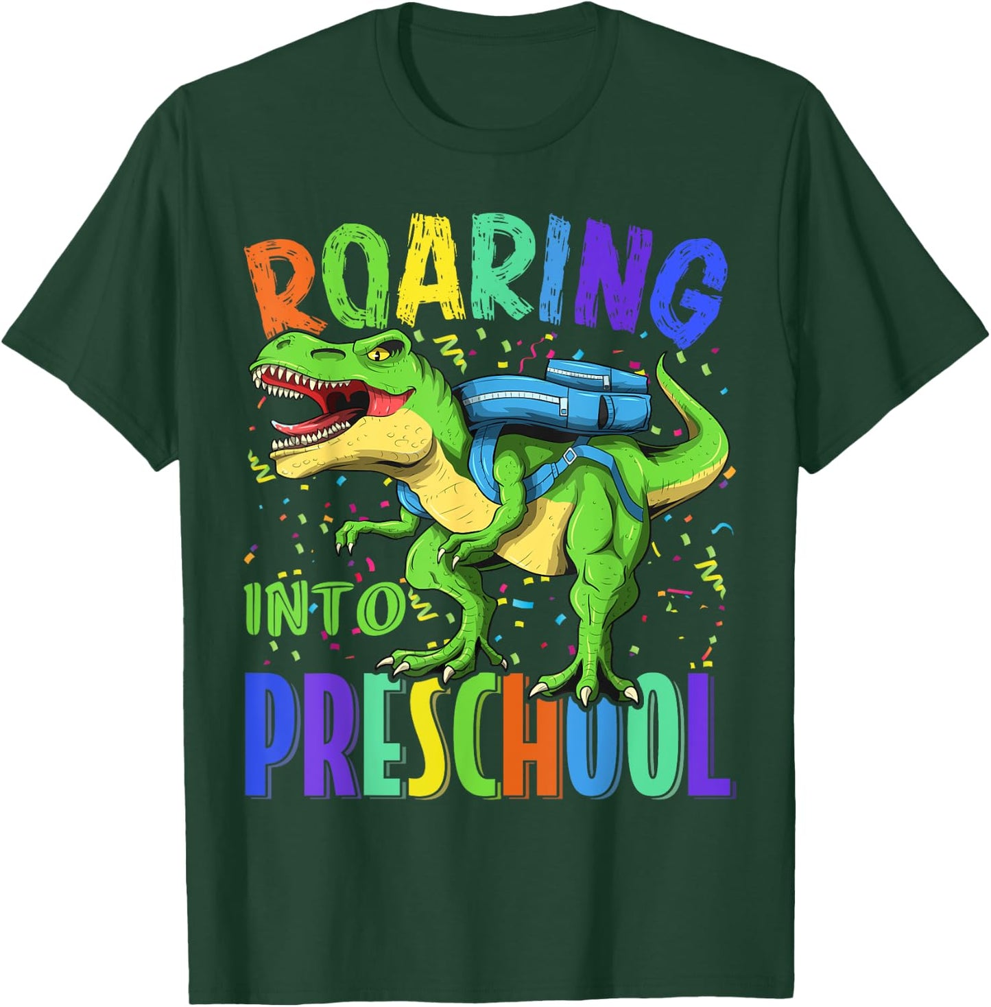 Roaring Into Preschool Dinosaur T Rex Back to School Boys T-Shirt - T-Shirt | Forest