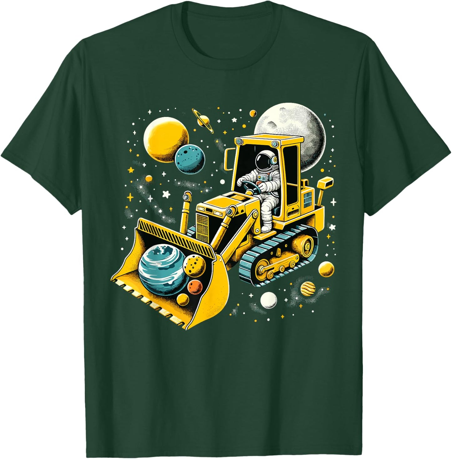 Astronaut Excavator in Space Planet T-Shirt - T-Shirt | Forest