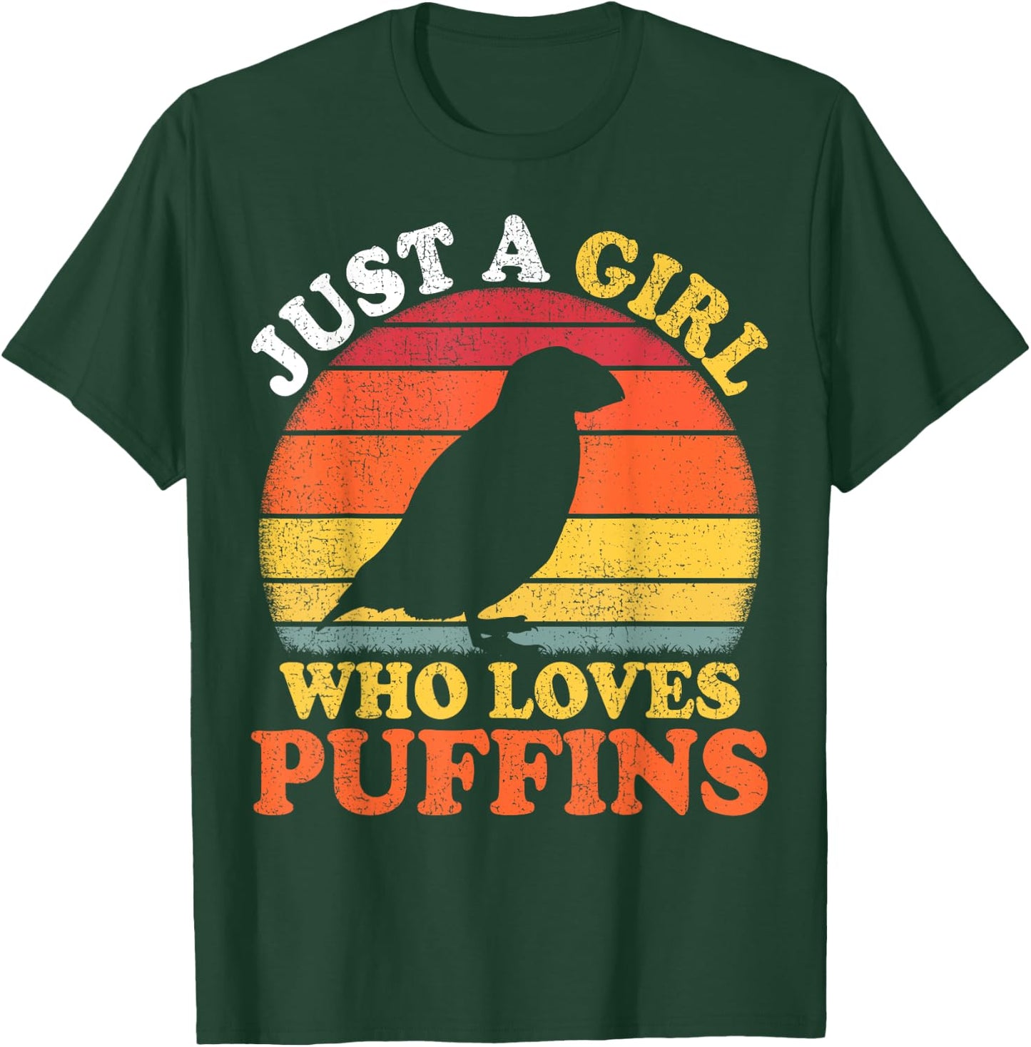 Puffin Bird Vintage Just A Girl Who Loves Puffins T-Shirt - T-Shirt | Forest