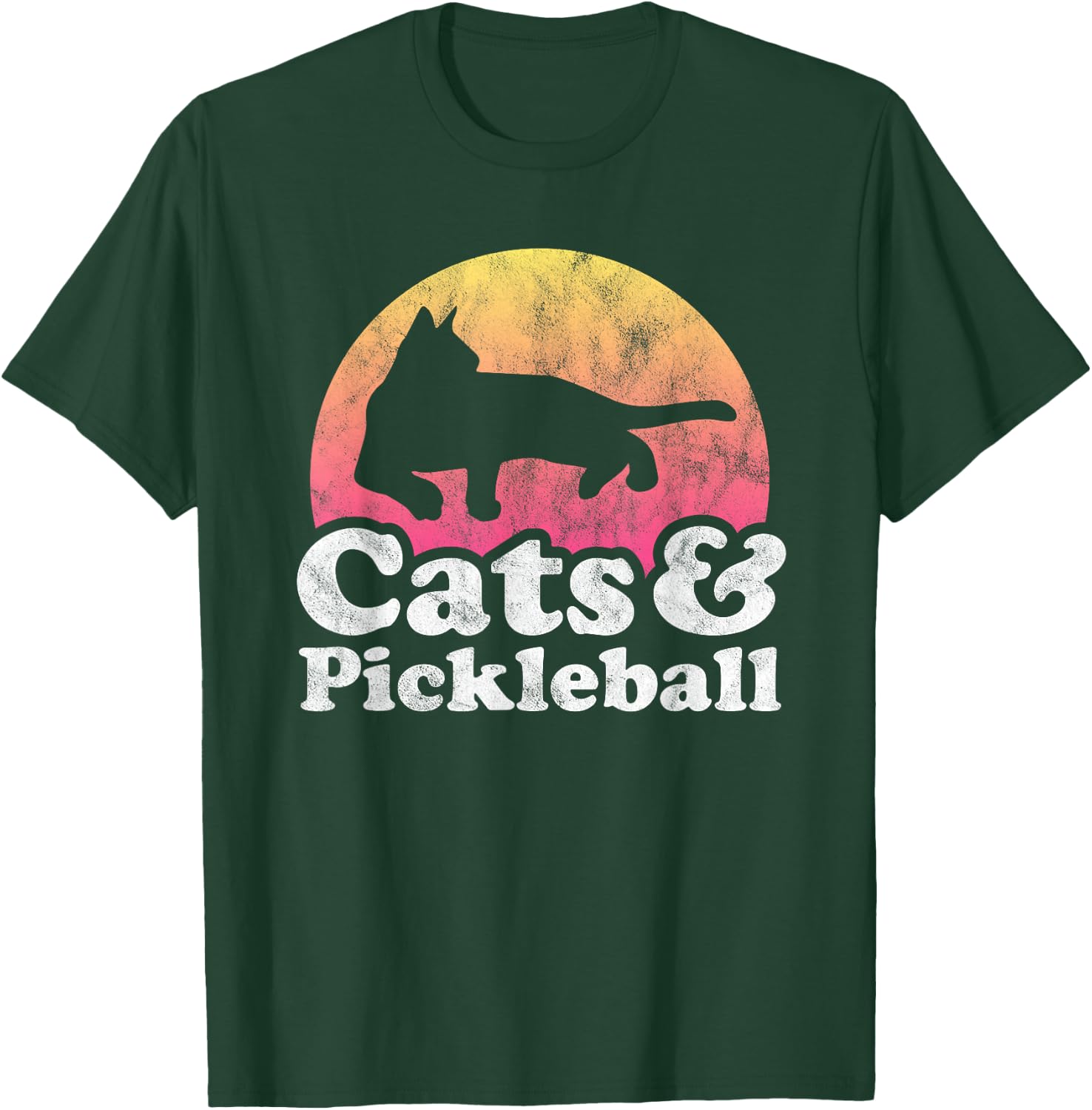 Cats and Pickleball Men's or Women's Cat T-Shirt - T-Shirt | Forest