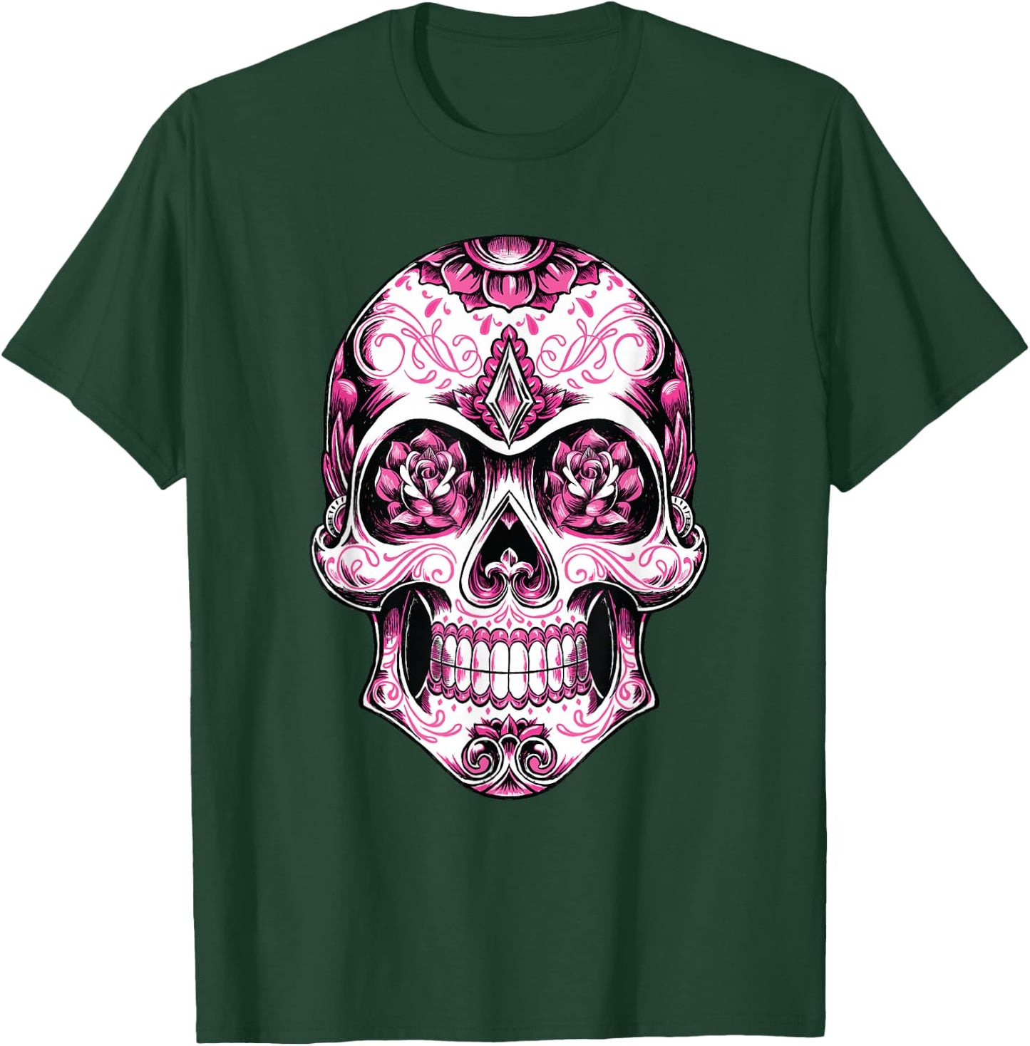 Breast Cancer Shirt Women Pink Sugar Skull T-Shirt - T-Shirt | Forest