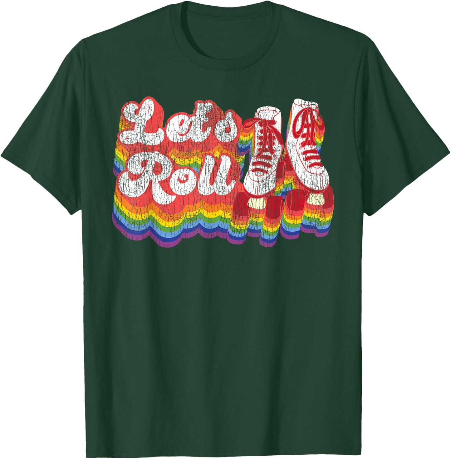 Cool Roller Skating Skate Girl 1970S Retro T-Shirt - T-Shirt | Forest