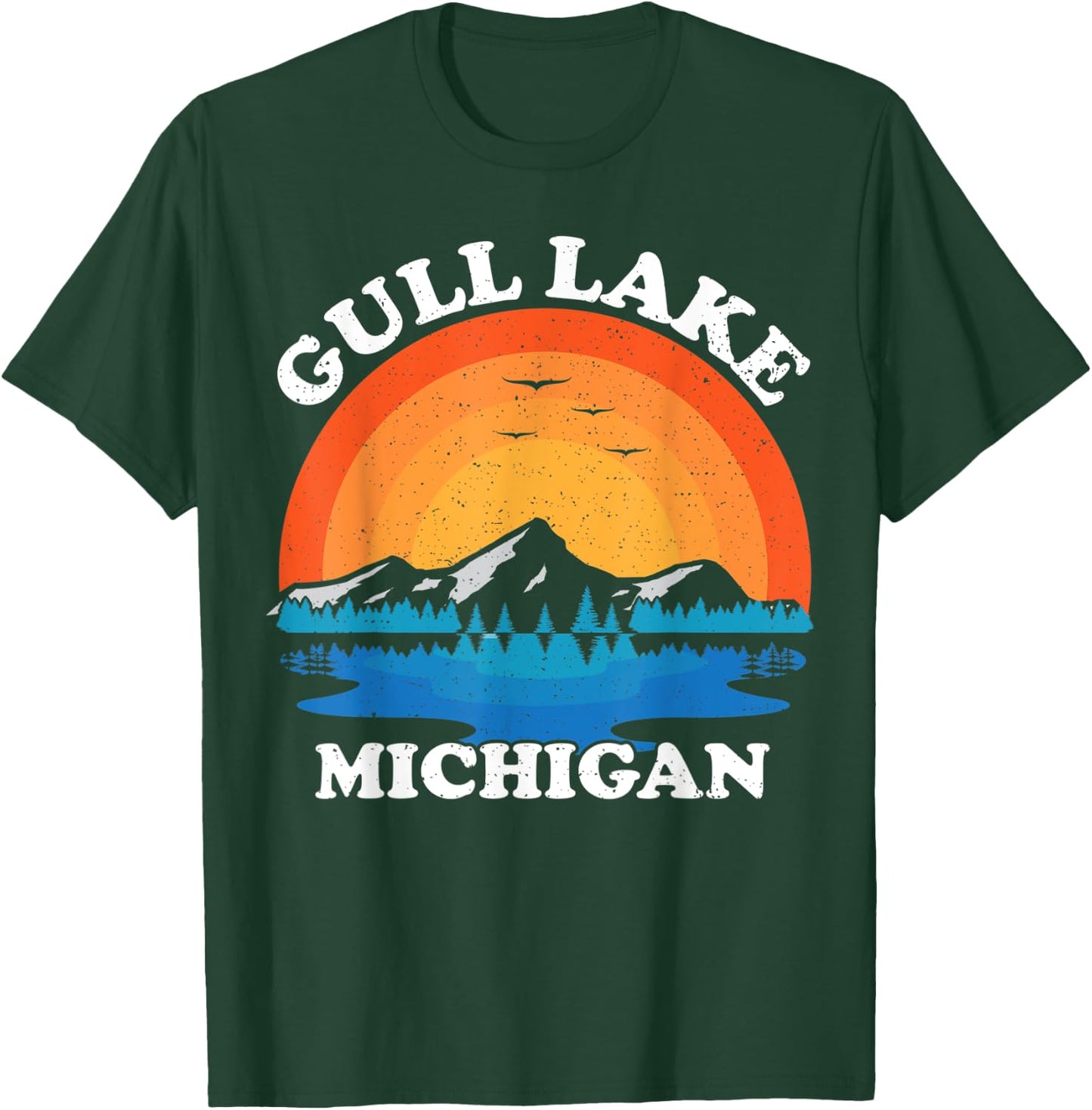 Summer Vacation Retro Sunset Michigan Gull Lake Women Kids T-Shirt - T-Shirt | Forest