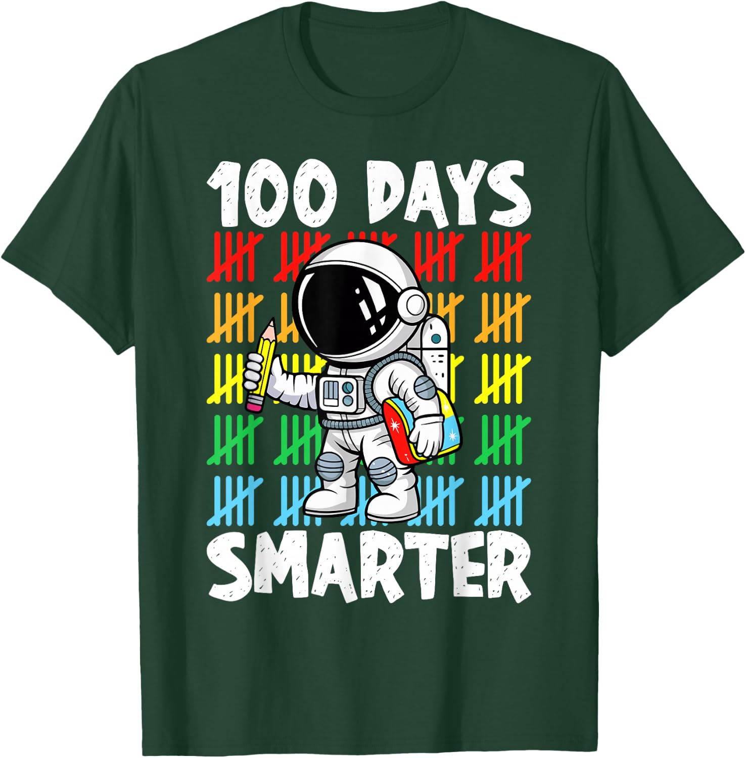 100 Days Smarter 100th Day Of School Astronaut Boys Space T-Shirt - T-Shirt | Forest