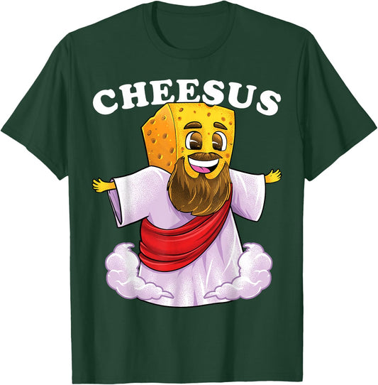 Cheesus Christ Funny Cheese Jesus Christian Pun Christmas T-Shirt - T-Shirt | Forest