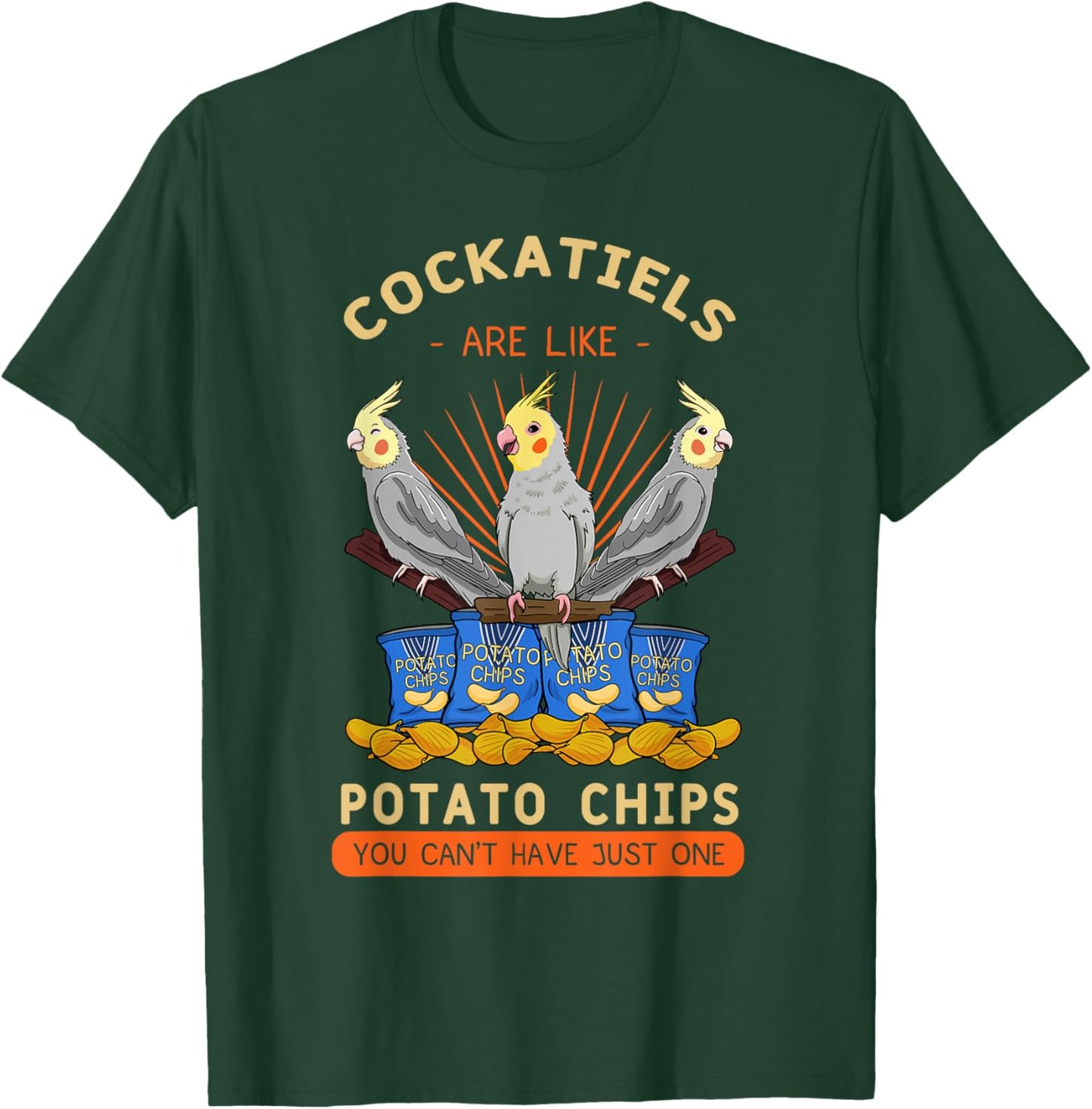 Cockatiel Potato Chips Cockatoo Lutino Parrot Quarrion Tiel , Black, Small T-Shirt - T-Shirt | Forest