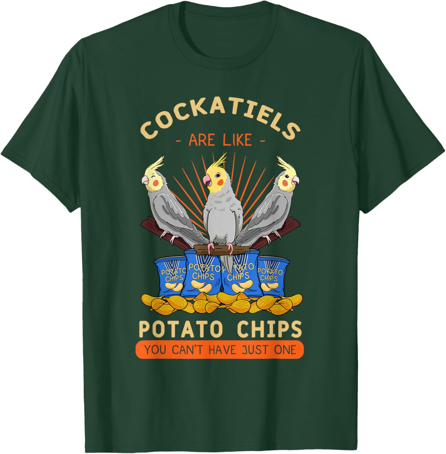 Cockatiel Potato Chips Cockatoo Lutino Parrot Quarrion Tiel , Black, Small T-Shirt - T-Shirt | Forest