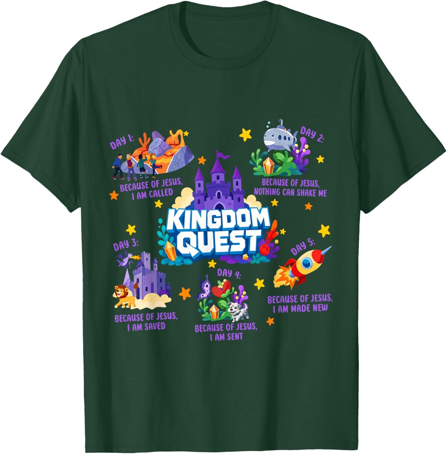 Vbs Kingdom Quest 2026 Vacation Bible School Church Camp T-Shirt - T-Shirt | Forest