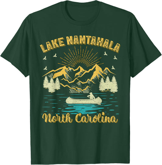 Summer Vacation Retro Mountain North Carolina Nantahala Lake T-Shirt - T-Shirt | Forest