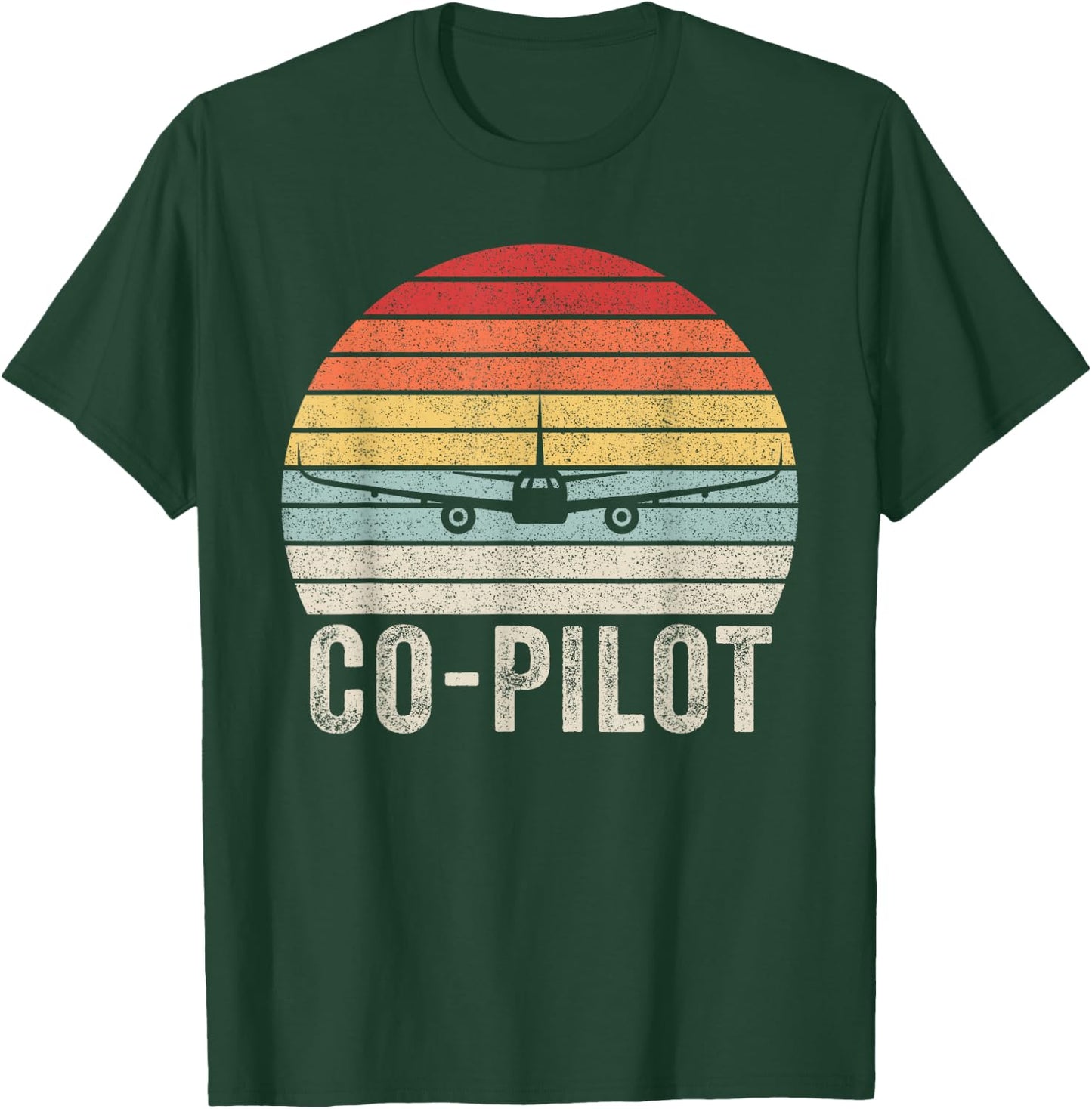 Catch Some Rays Vintage Retro Co-Pilot Pilot Gift Aviation Airplane - Men's Adults Black Short Sleeve Classic Fit Cotton Blend - Small T-Shirt - T-Shirt | Forest