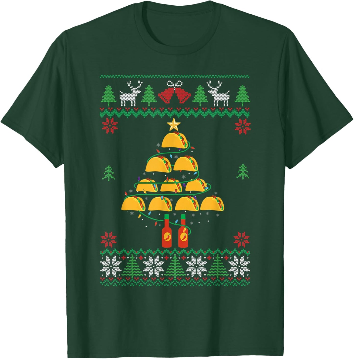 Tacos Christmas Tree Ugly Sweater Christmas Family Matching T-Shirt - T-Shirt | Forest