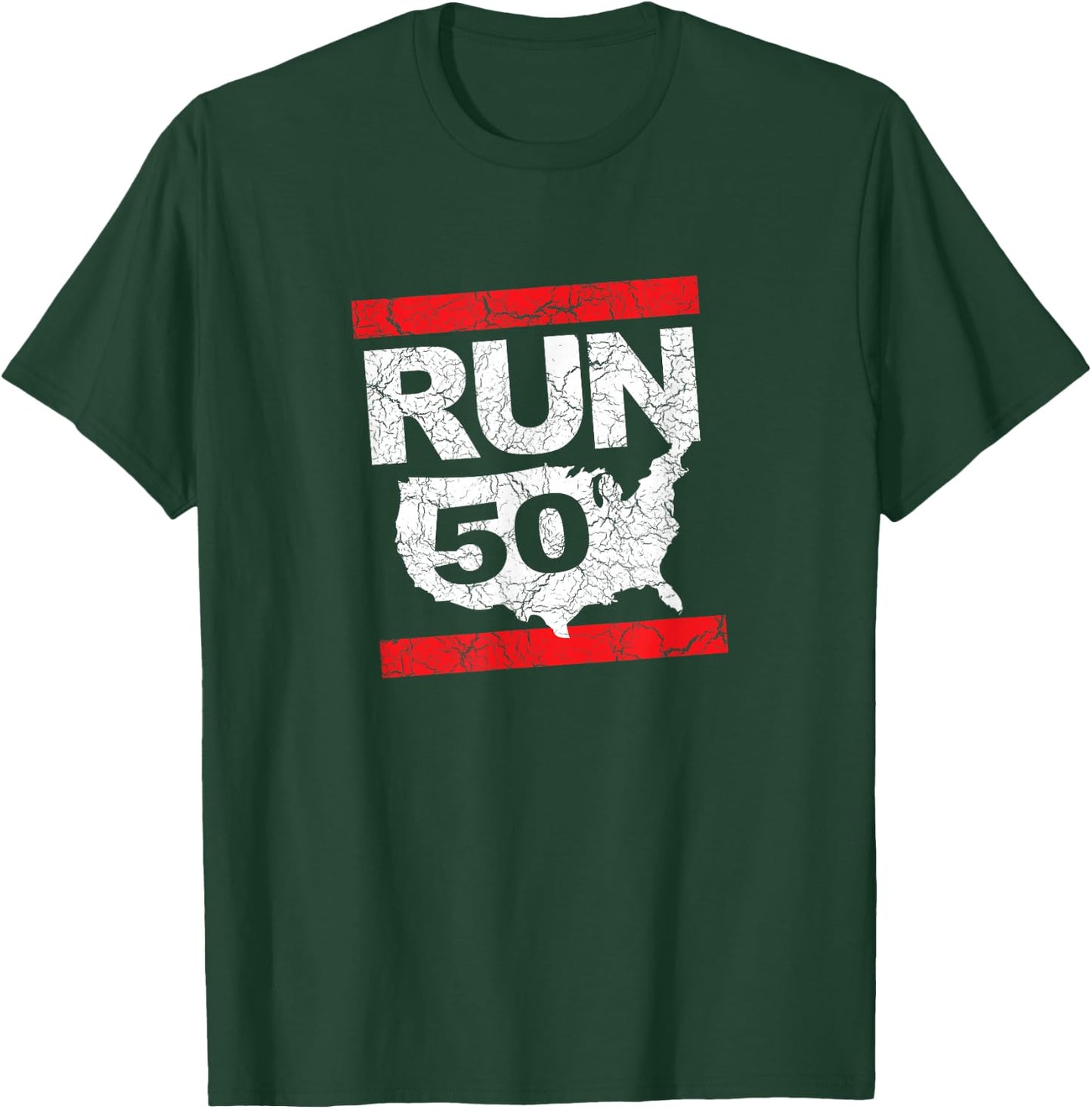 RUN 50 States Marathon Fanatic Runner Running Inspired T-Shirt - T-Shirt | Forest