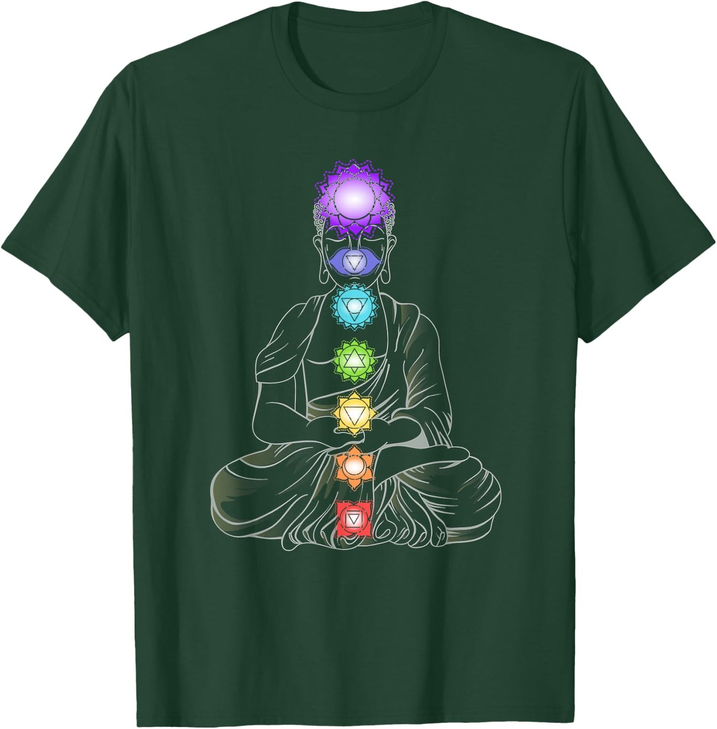 Yoga Meditation Spiritual Body Energy Centres Chakra T-Shirt - T-Shirt | Forest