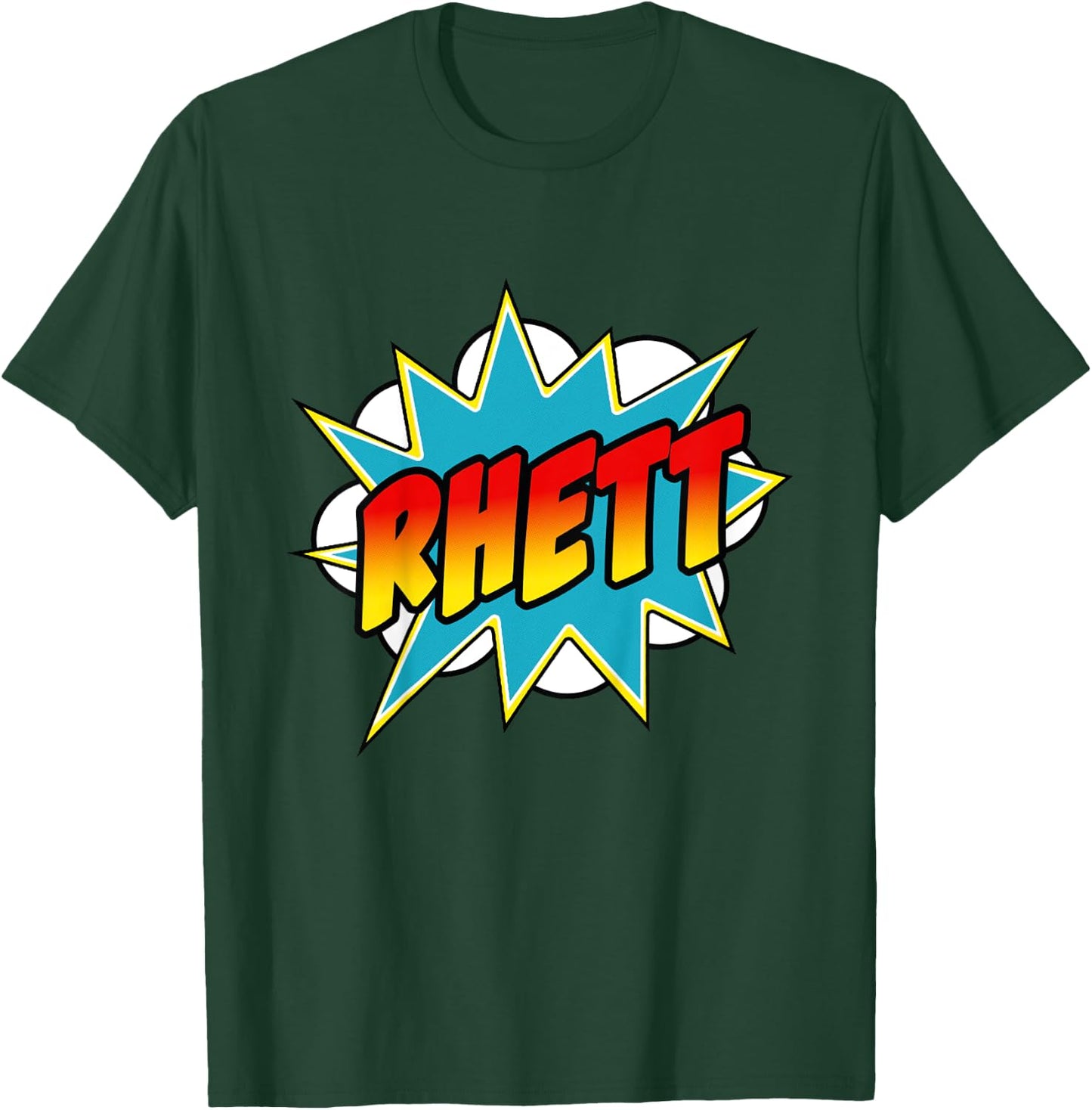 Kids Boys Rhett Name Comic Book Superhero T-Shirt - T-Shirt | Forest