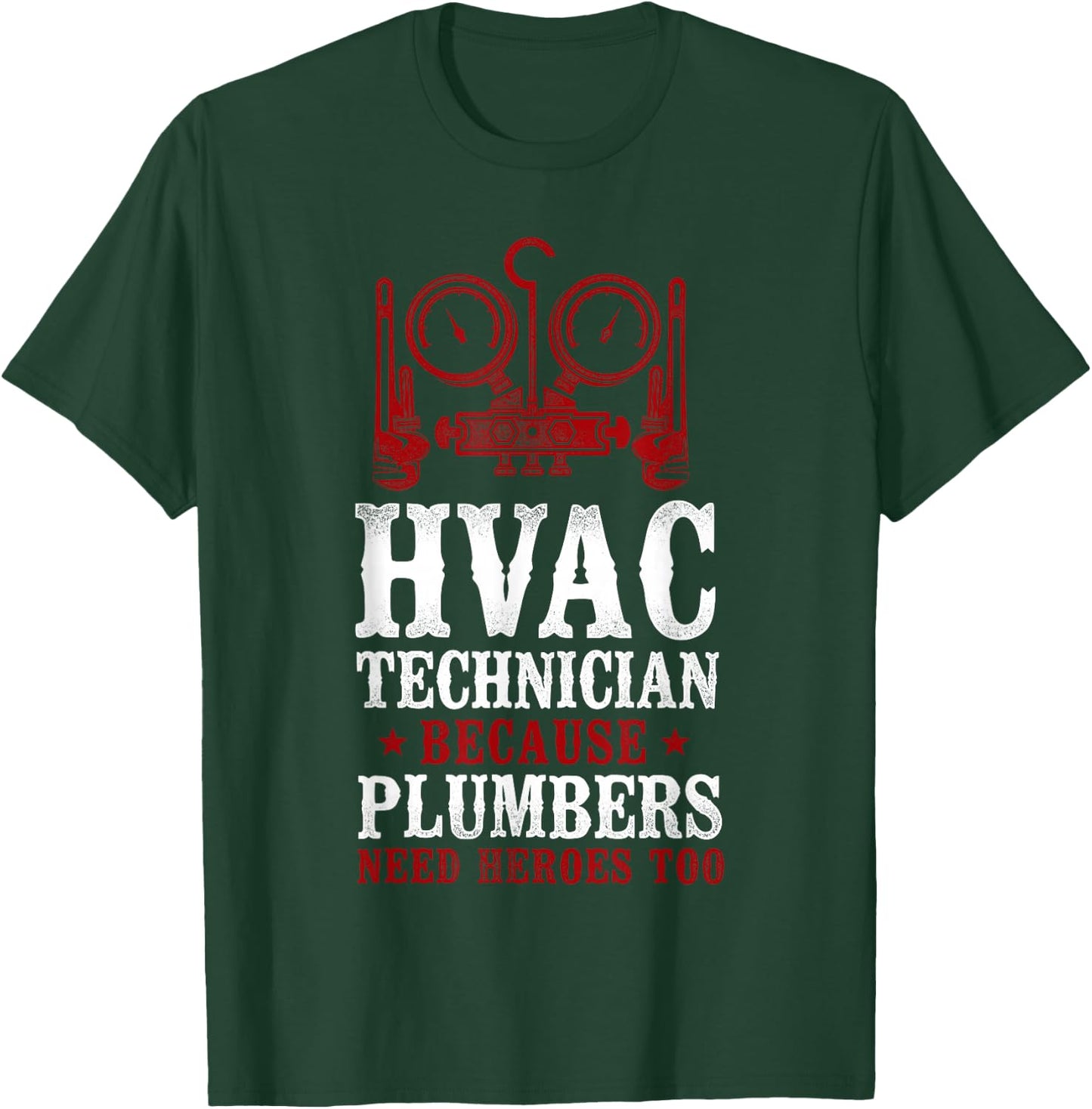 HVAC Technician Tech Vintage Hvac Technician Because T-Shirt - T-Shirt | Forest