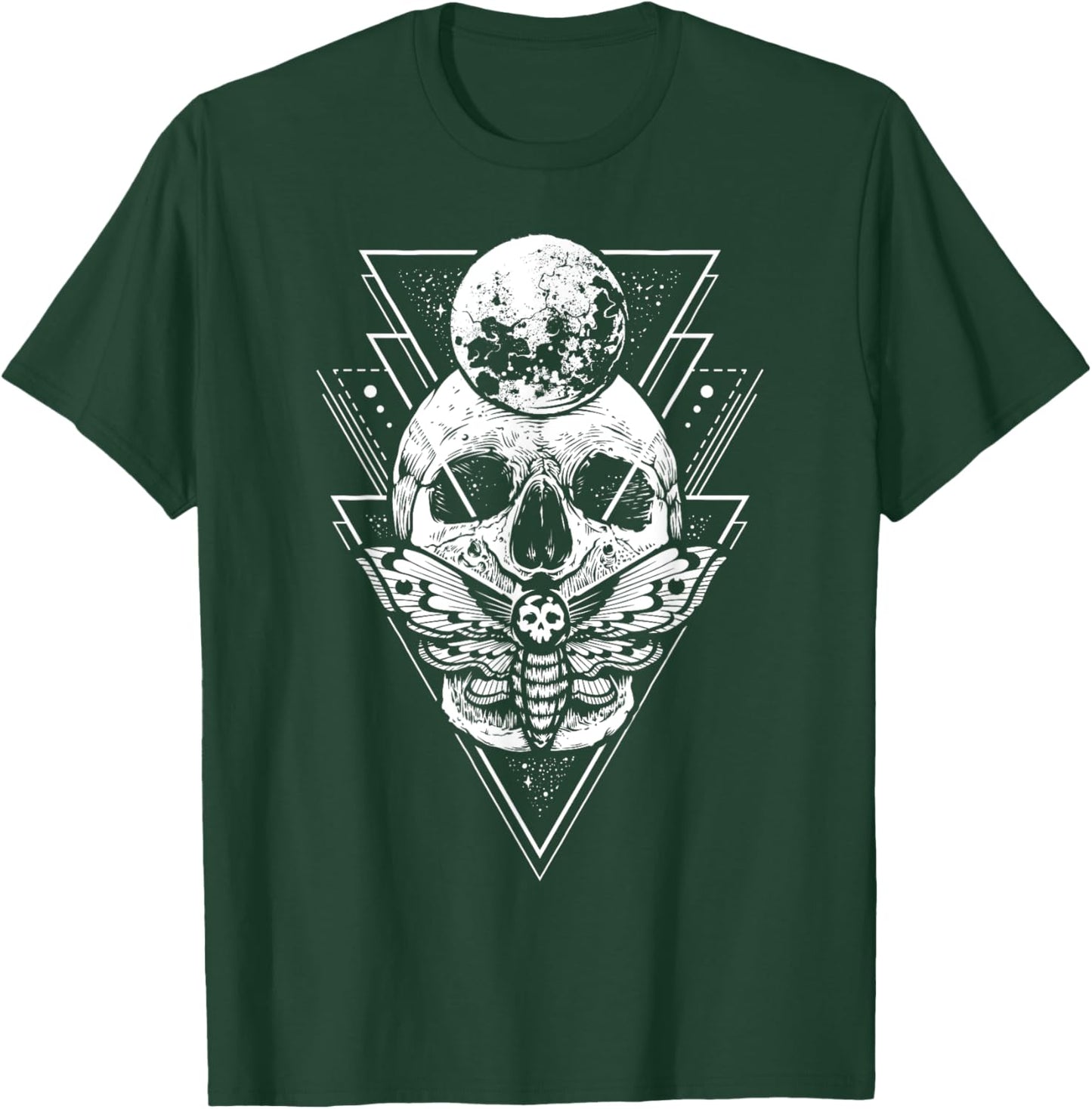 Crystal Moon and Death Moth - Mystic Pagan Skeleton T-Shirt - T-Shirt | Forest
