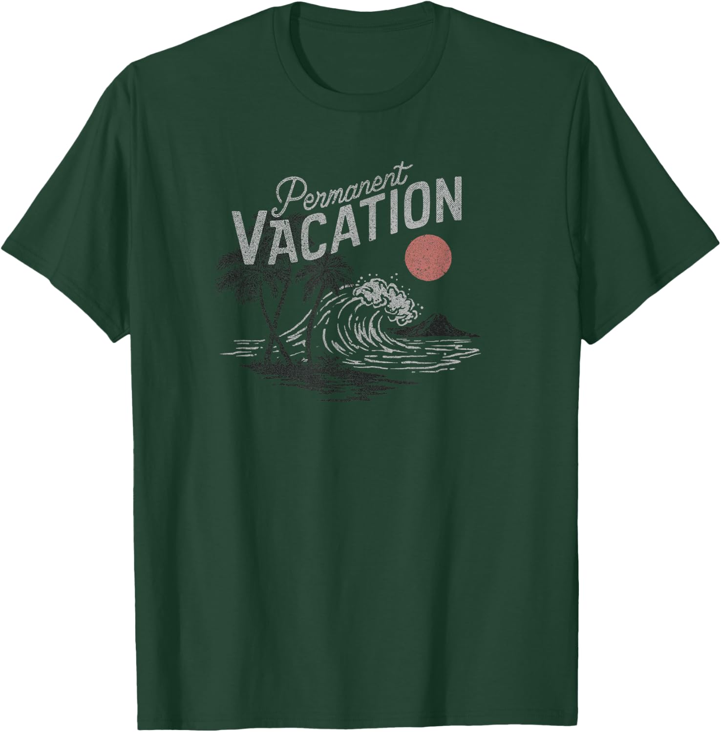 Trendy Permanent Vacation Palms & Island Scene T-Shirt - T-Shirt | Forest