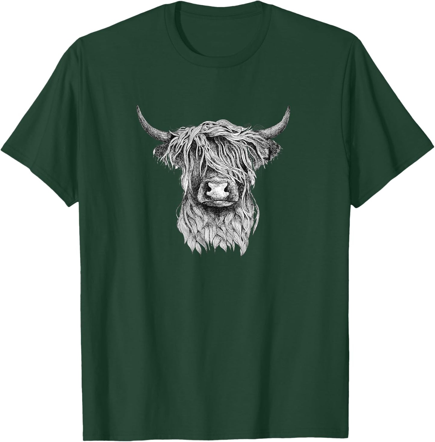 Highland Cow - Hand Drawn Illustration T-Shirt - T-Shirt | Forest