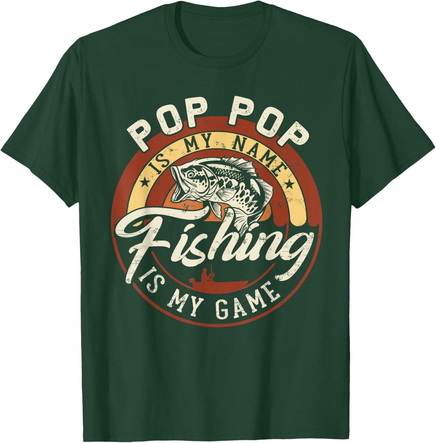 Vintage Pop Pop is My Name Fishing Game Gift Fathers Day T-Shirt - T-Shirt | Forest