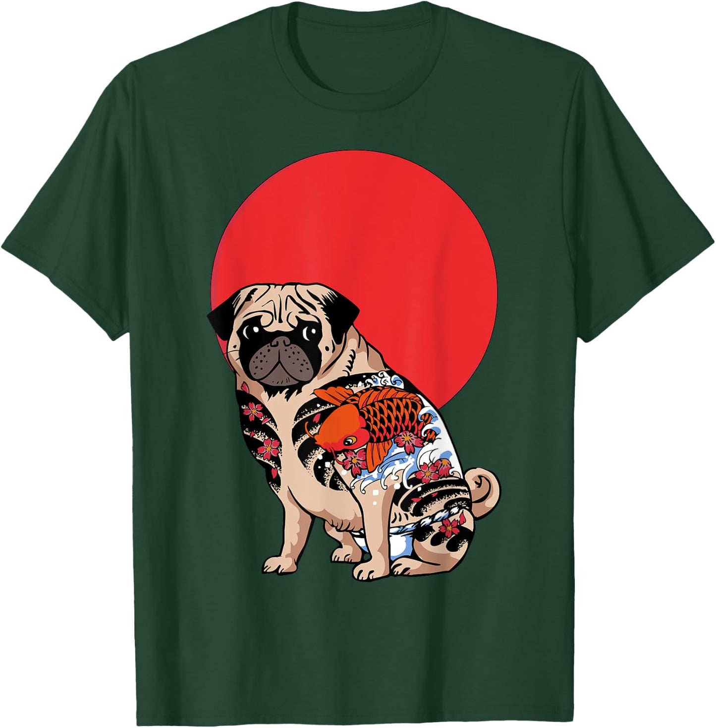 Yakuza Pug Tattoo T- Shirt by Huebucket T-Shirt - T-Shirt | Forest