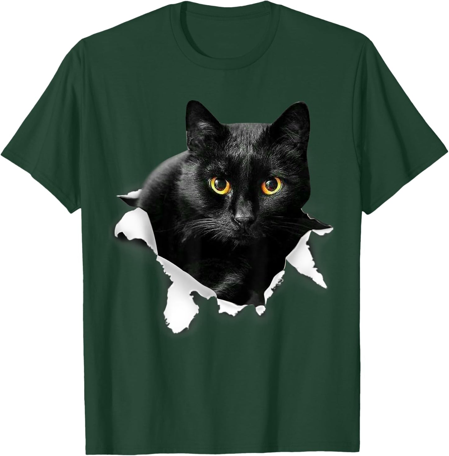 Black Cat Torn Cloth Gifts For Cat Lover, Cat Dad, Cat Mom T-Shirt - T-Shirt | Forest