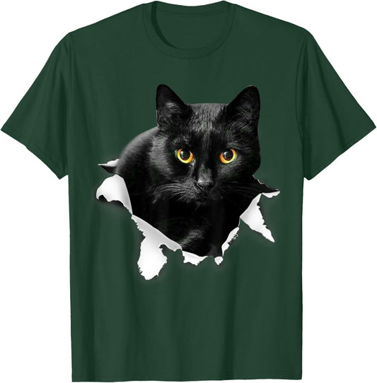Black Cat Torn Cloth Gifts For Cat Lover, Cat Dad, Cat Mom T-Shirt - T-Shirt | Forest