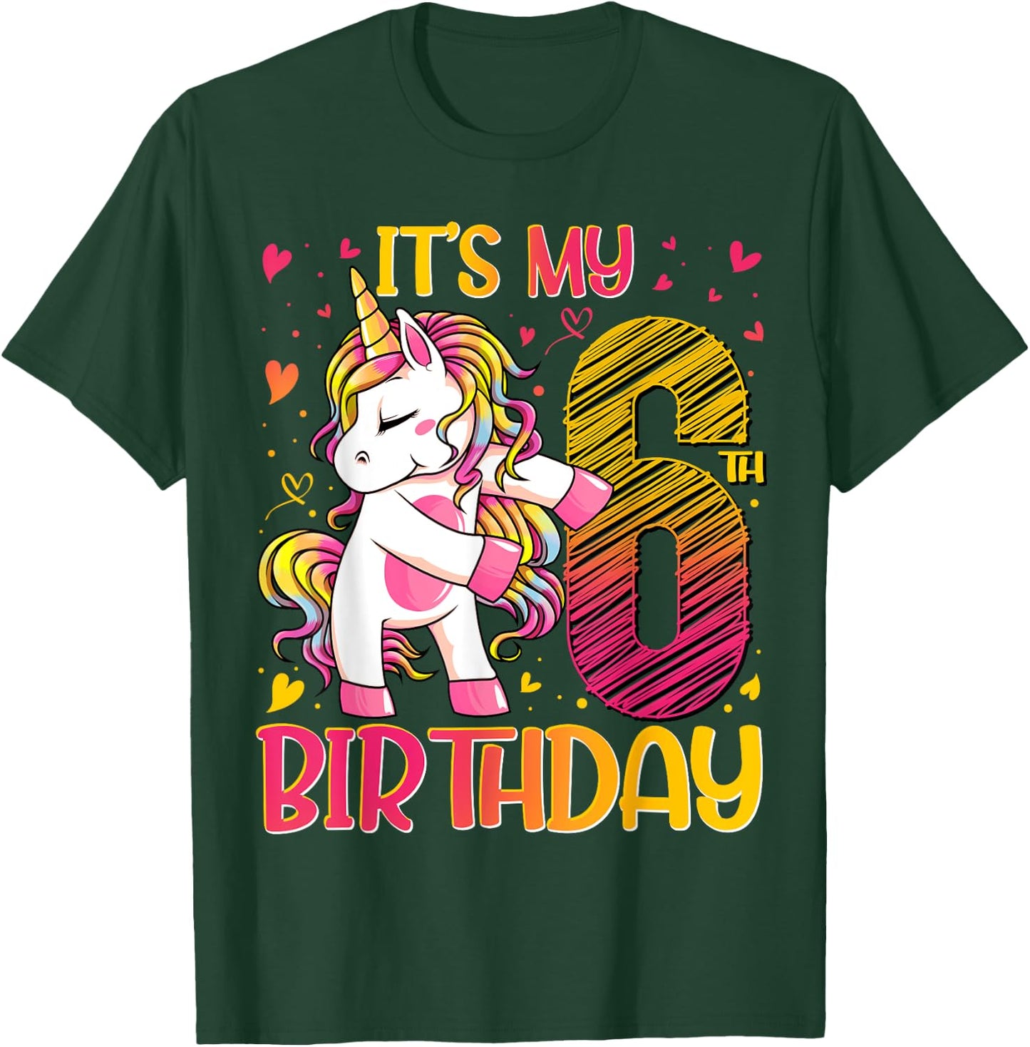 6 Year Old Gifts Unicorn Flossing 6th Birthday Girl Party T-Shirt - T-Shirt | Forest