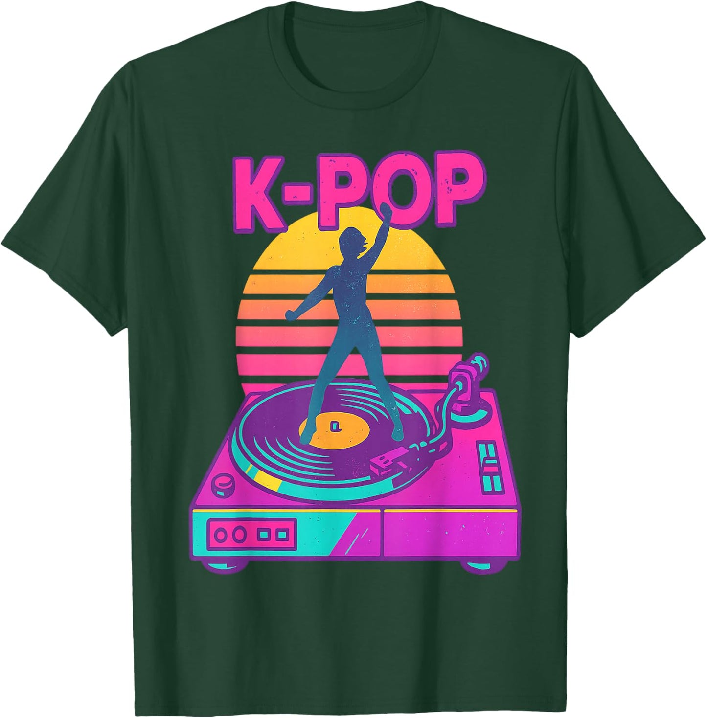 K-Pop Dance Vinyl DJ Retro Sunset Music Aesthetic Korea T-Shirt - T-Shirt | Forest