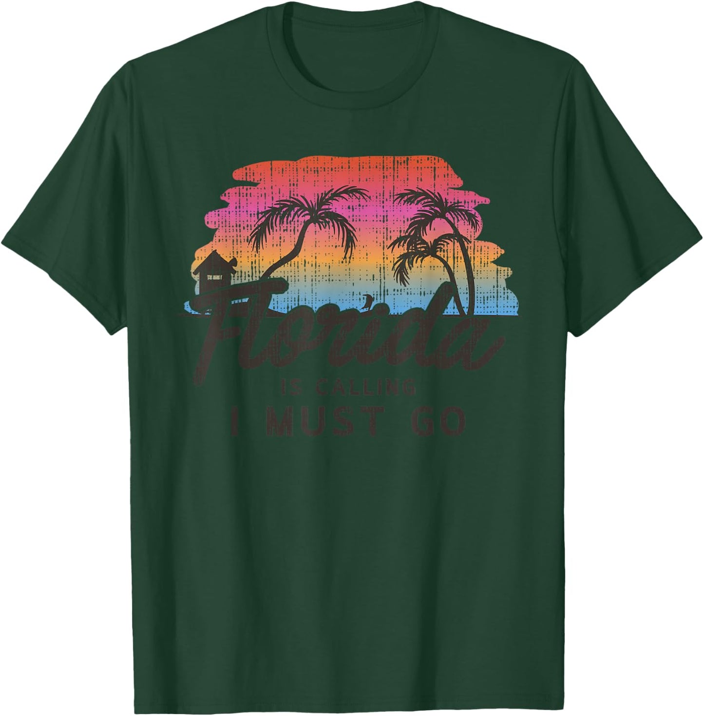 Florida Is Calling I Must Go Shirt Summer Vacation Gift T-Shirt - T-Shirt | Forest