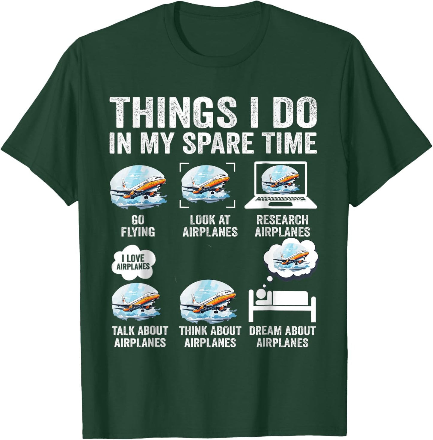 Airplane Things I Do in My Spare Time Plane Pilot Kids Men T-Shirt - T-Shirt | Forest