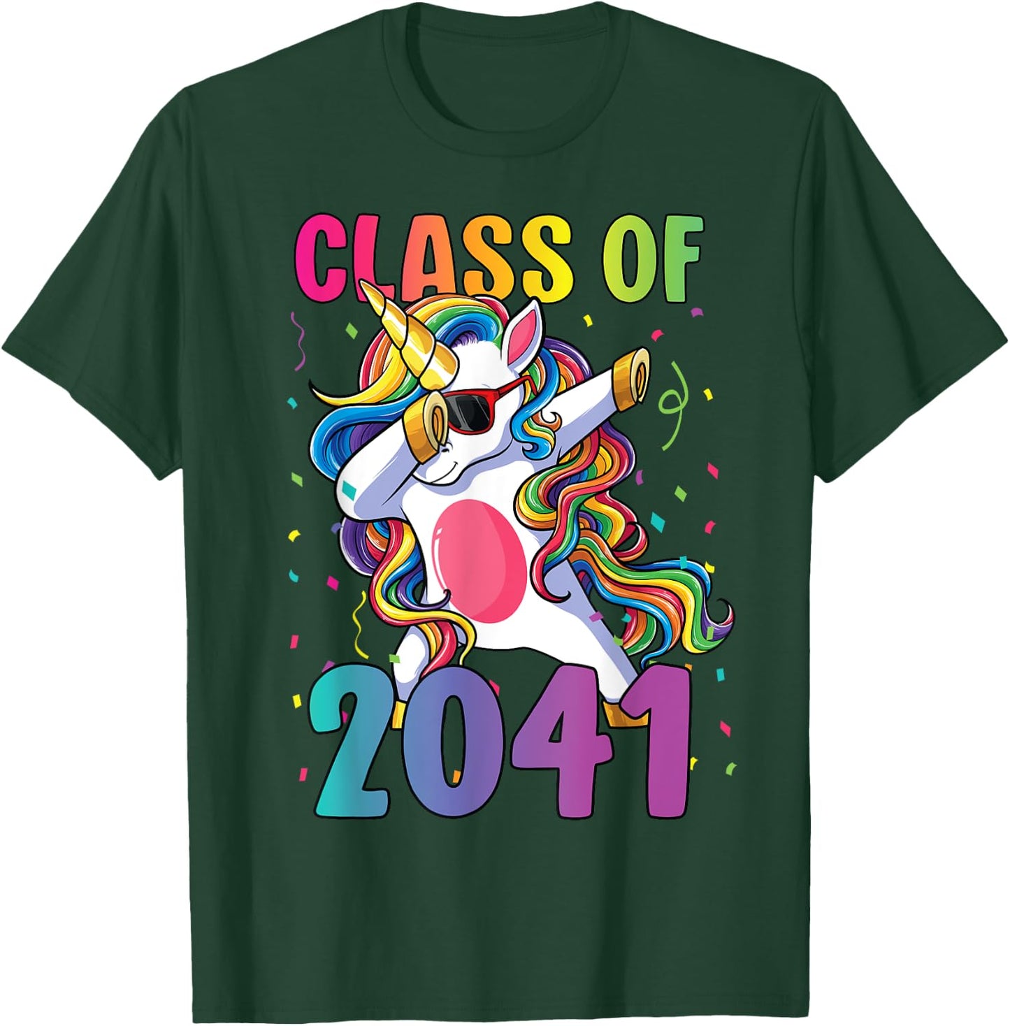 Class of 2041 Shirt Girls Dabbing Unicorn Grow With Me T-Shirt - T-Shirt | Forest
