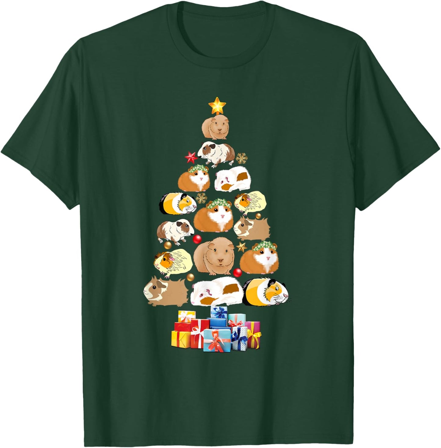 Tree Guinea Pig Christmas Animals Lovers Xmas Pajamas Gifts T-Shirt - T-Shirt | Forest