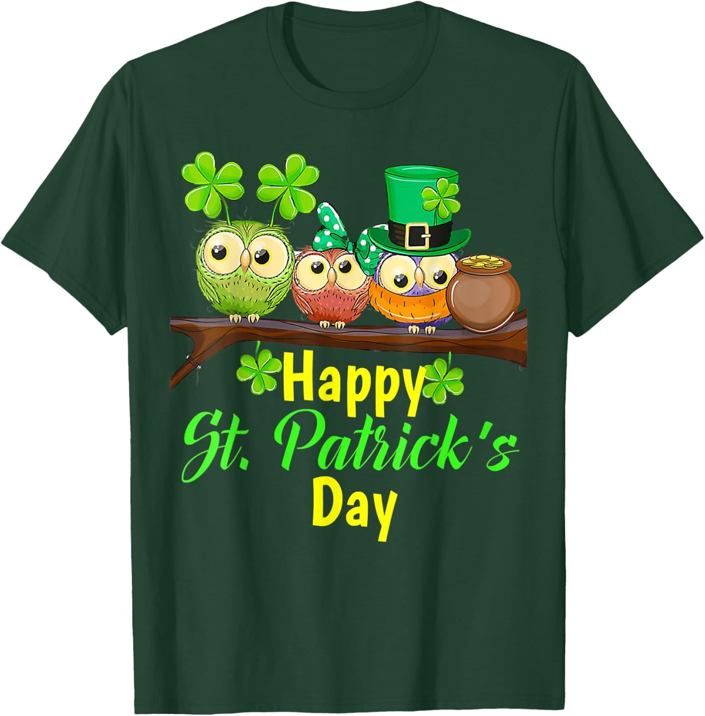 Owl Leprechaun, Happy St Patrick's Day, Matching Family T-Shirt - T-Shirt | Forest