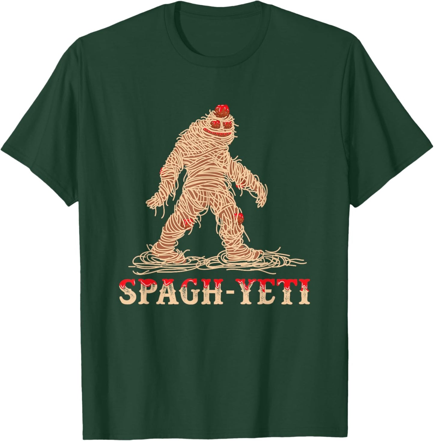Bigfoot Yeti Spaghetti Meatballs Ramen Noodles T-Shirt - T-Shirt | Forest