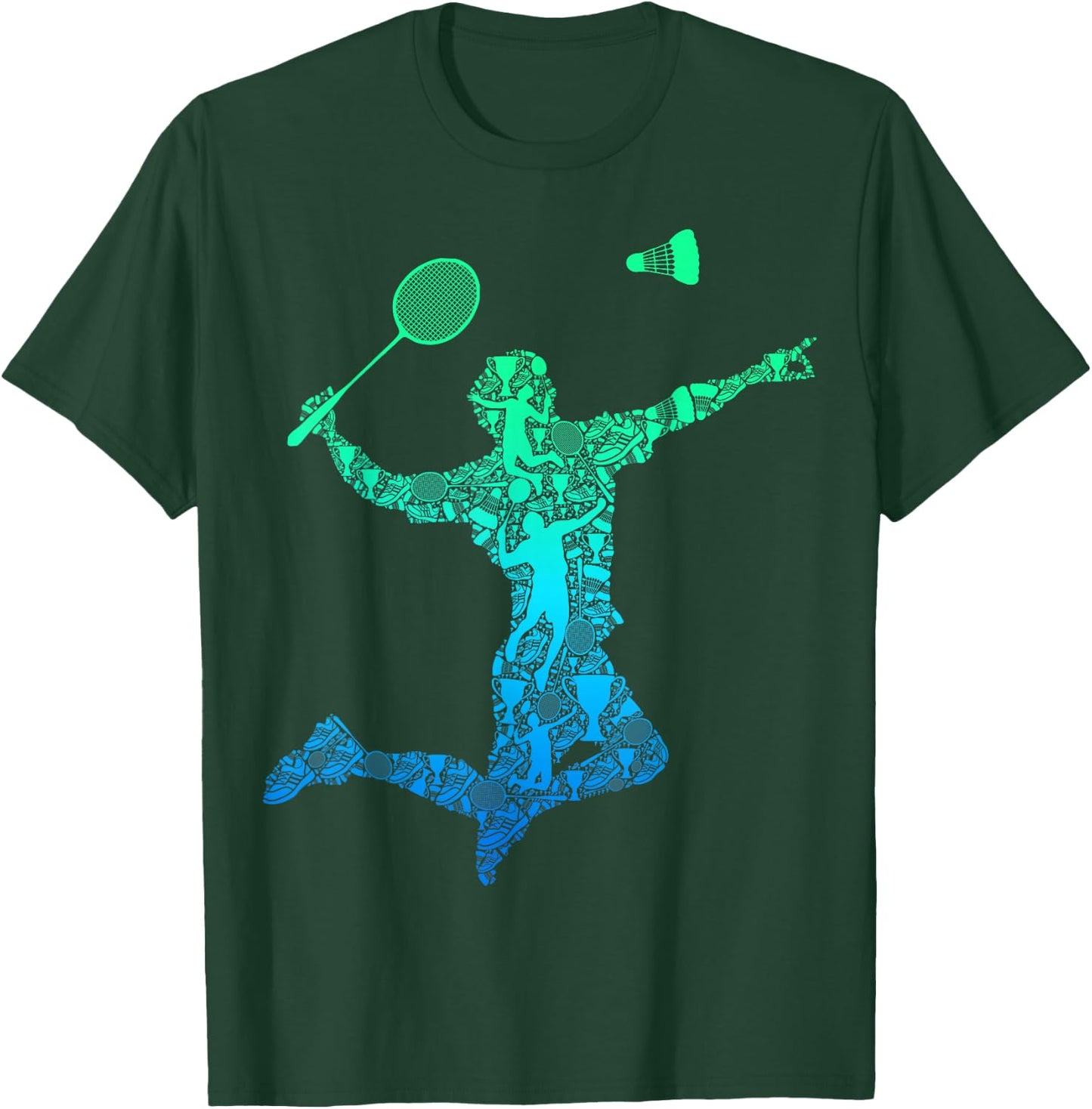 Badminton Player Shuttlecock Boys Kids Men Youth T-Shirt - T-Shirt | Forest