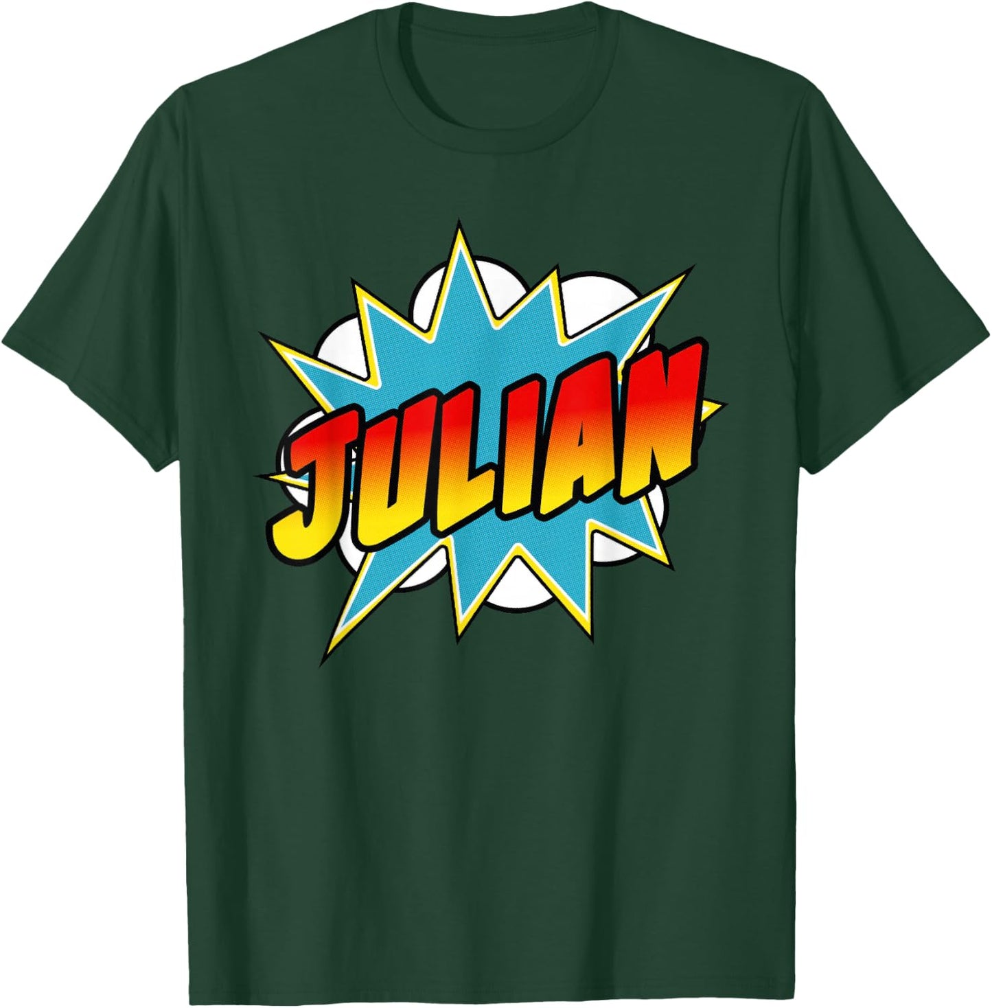 Boys Julian Comic Book Superhero Name T-Shirt - T-Shirt | Forest