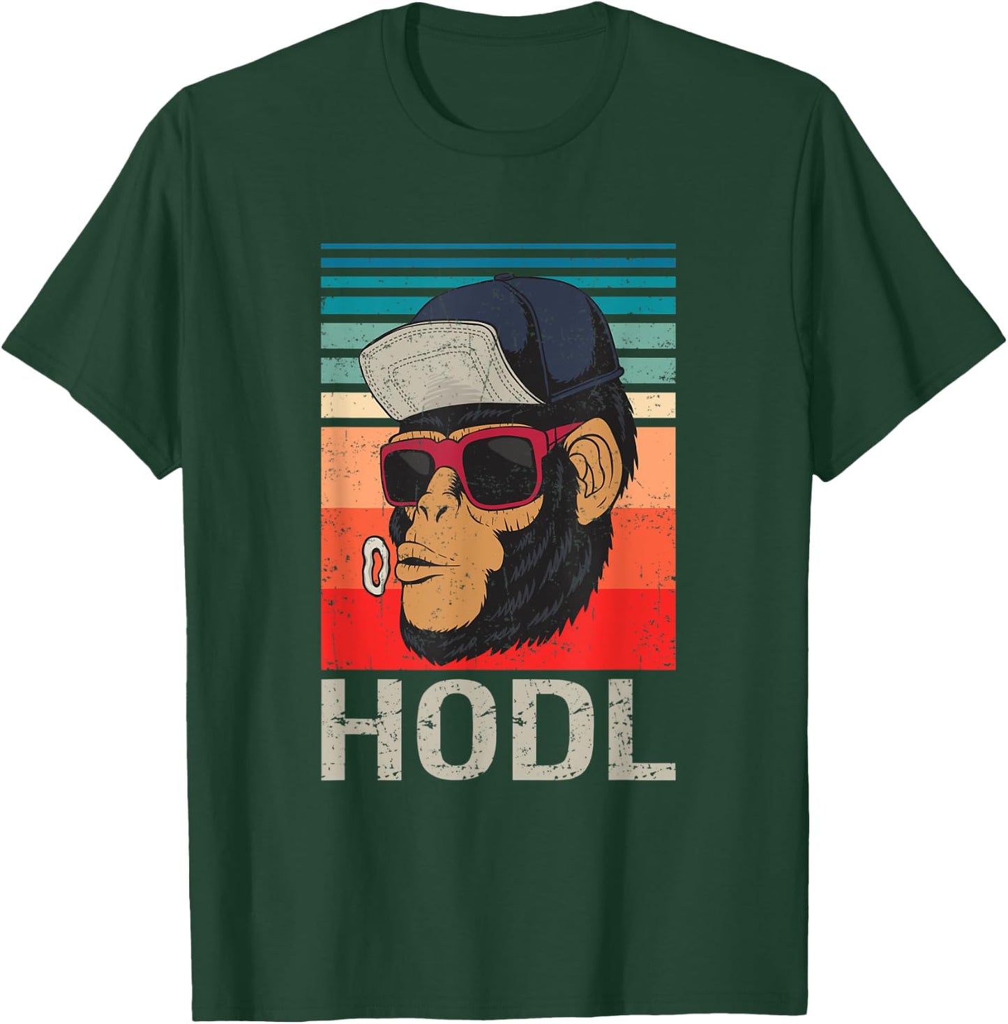 HODL Crypto Meme Stonk Ape With Sunglasses and Hat T-Shirt - T-Shirt | Forest