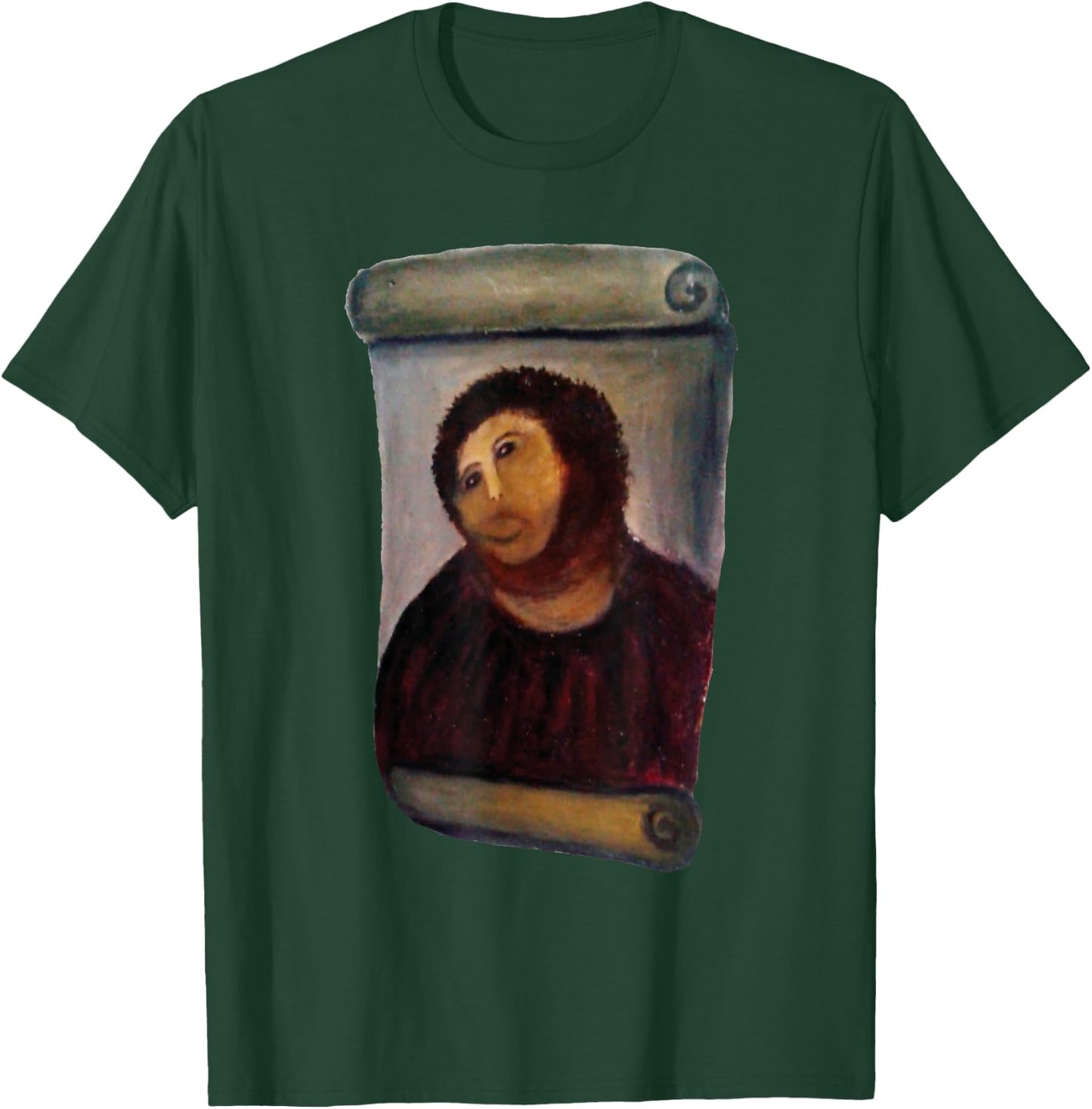 Art Banana Funny Cool : Ecce Homo Cecilia Graphic, Jesus, Dark Red, , X-Small, Black, Short Sleeve, Cotton 60% Polyester 40% T-Shirt - T-Shirt | Forest