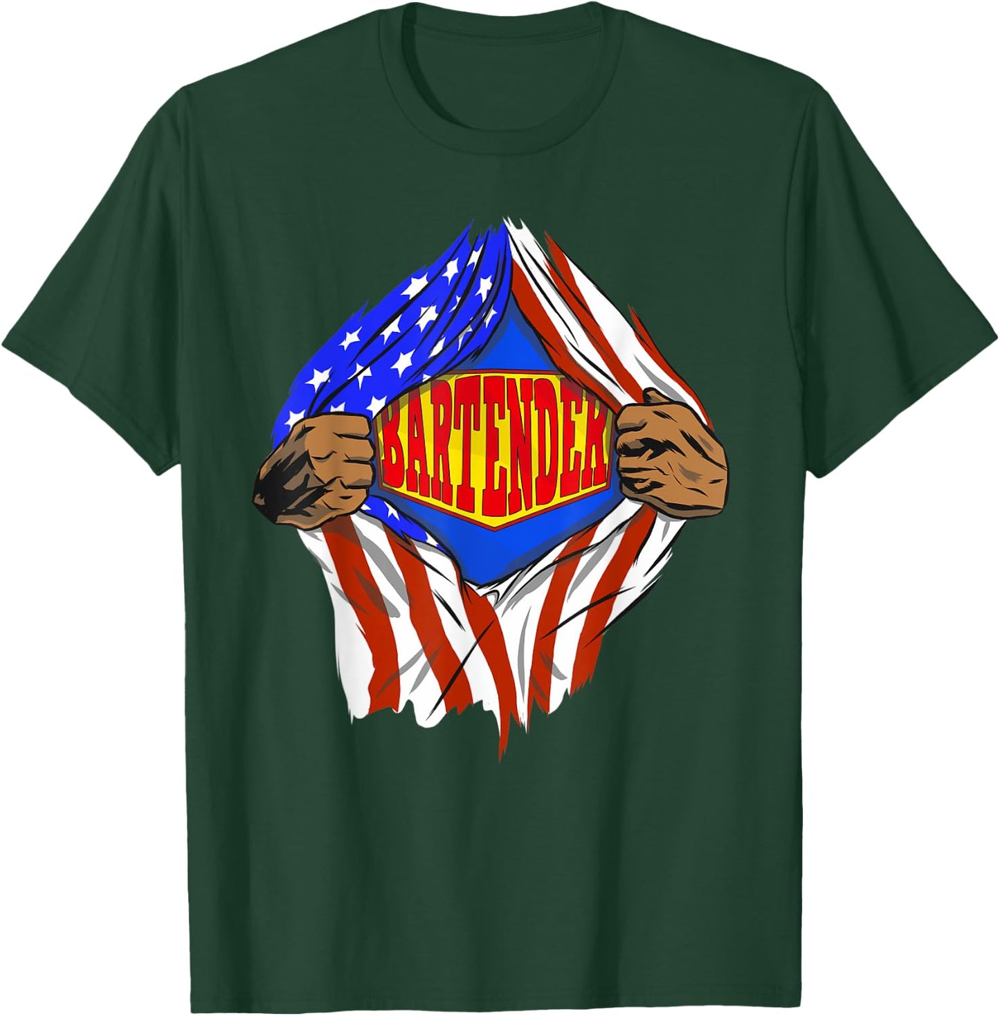 Funny Super Bartender Hero Job T-Shirt - T-Shirt | Forest
