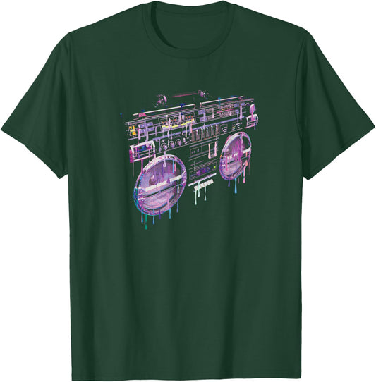 Retro Ghetto Blaster - Boom Box 80's 90's Hip Hip Rap T-Shirt - T-Shirt | Forest