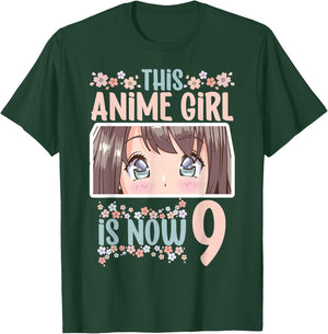 This Anime Girl Is Now 9 Years Old Kawaii Birthday T-Shirt - T-Shirt | Forest