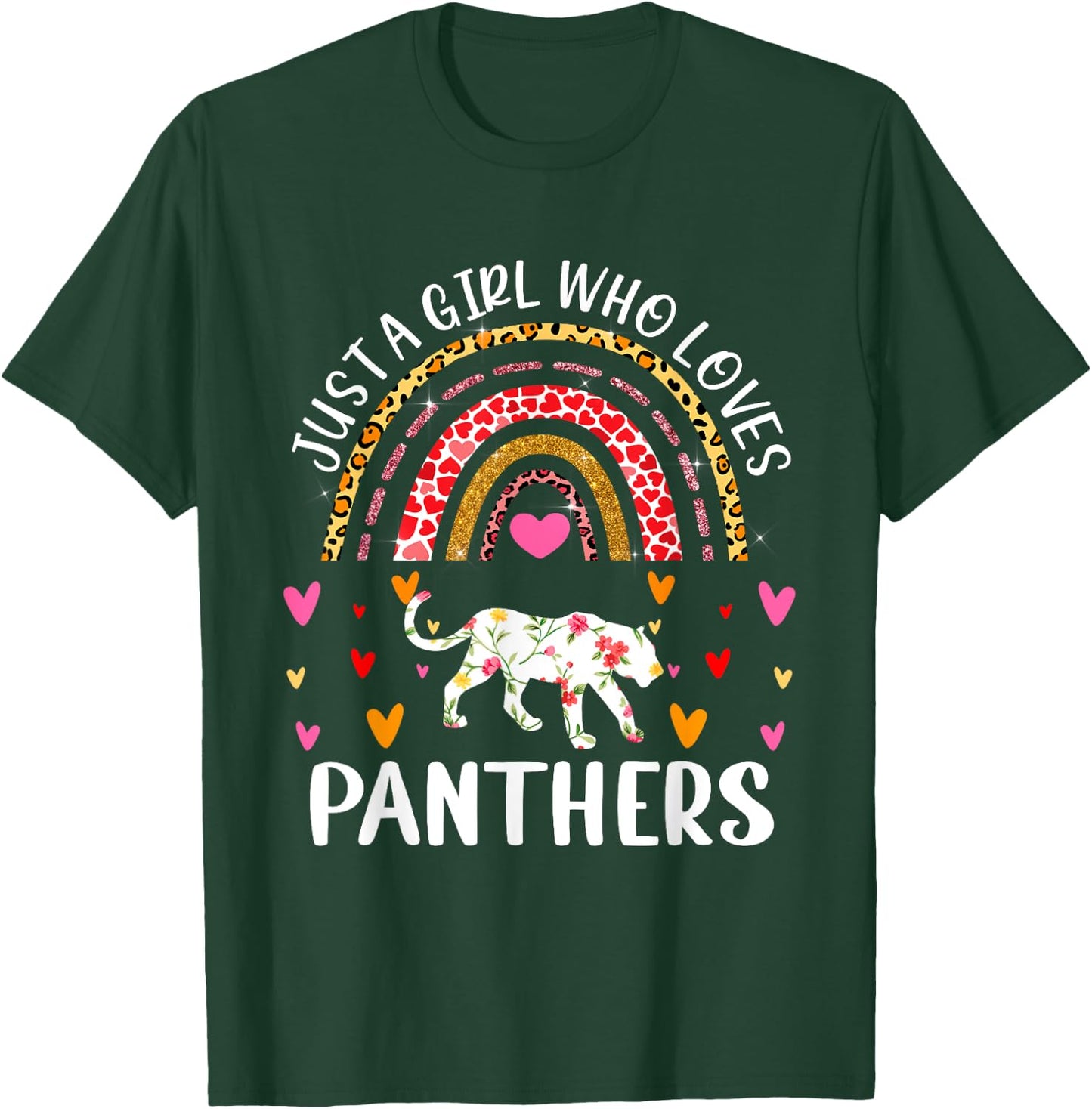 Just A Girl Who Loves Panthers Rainbow Panther Lover T-Shirt - T-Shirt | Forest