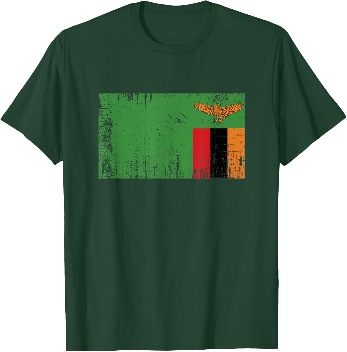 Retro Vintage Zambian Banner Flag Zambia Fan T-Shirt - T-Shirt | Forest