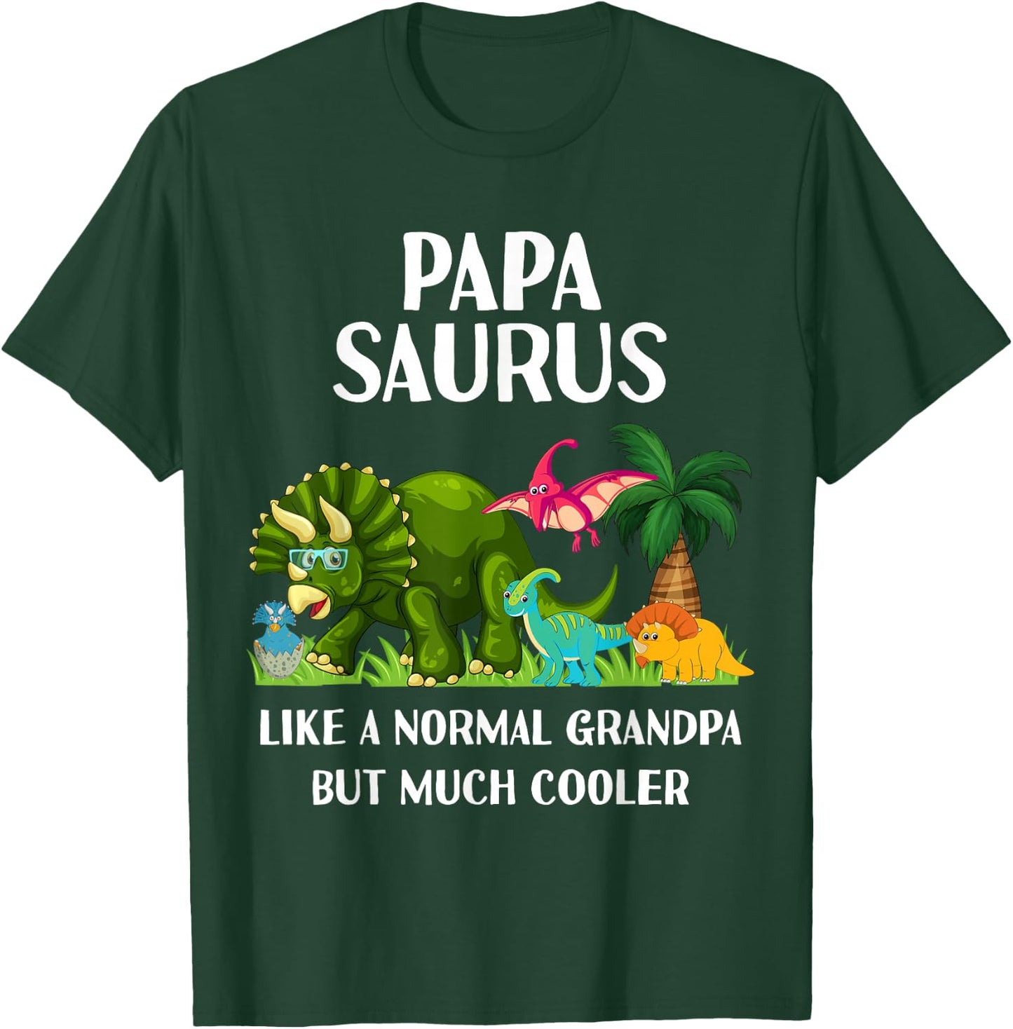 Papa Saurus Grandpasaurus Grandpa Dinosaur Men Matching T-Shirt - T-Shirt | Forest