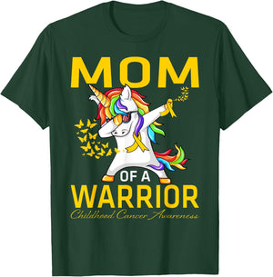 Mom Of A Warrior Childhood Cancer Awareness Unicorn T-Shirt - T-Shirt | Forest