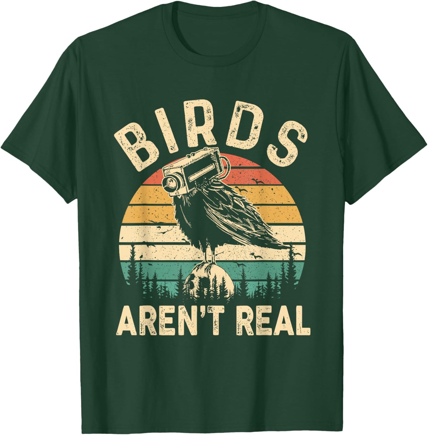 Funny Retro Vintage Birds Aren't Real Birds Spies Men Women T-Shirt - T-Shirt | Forest