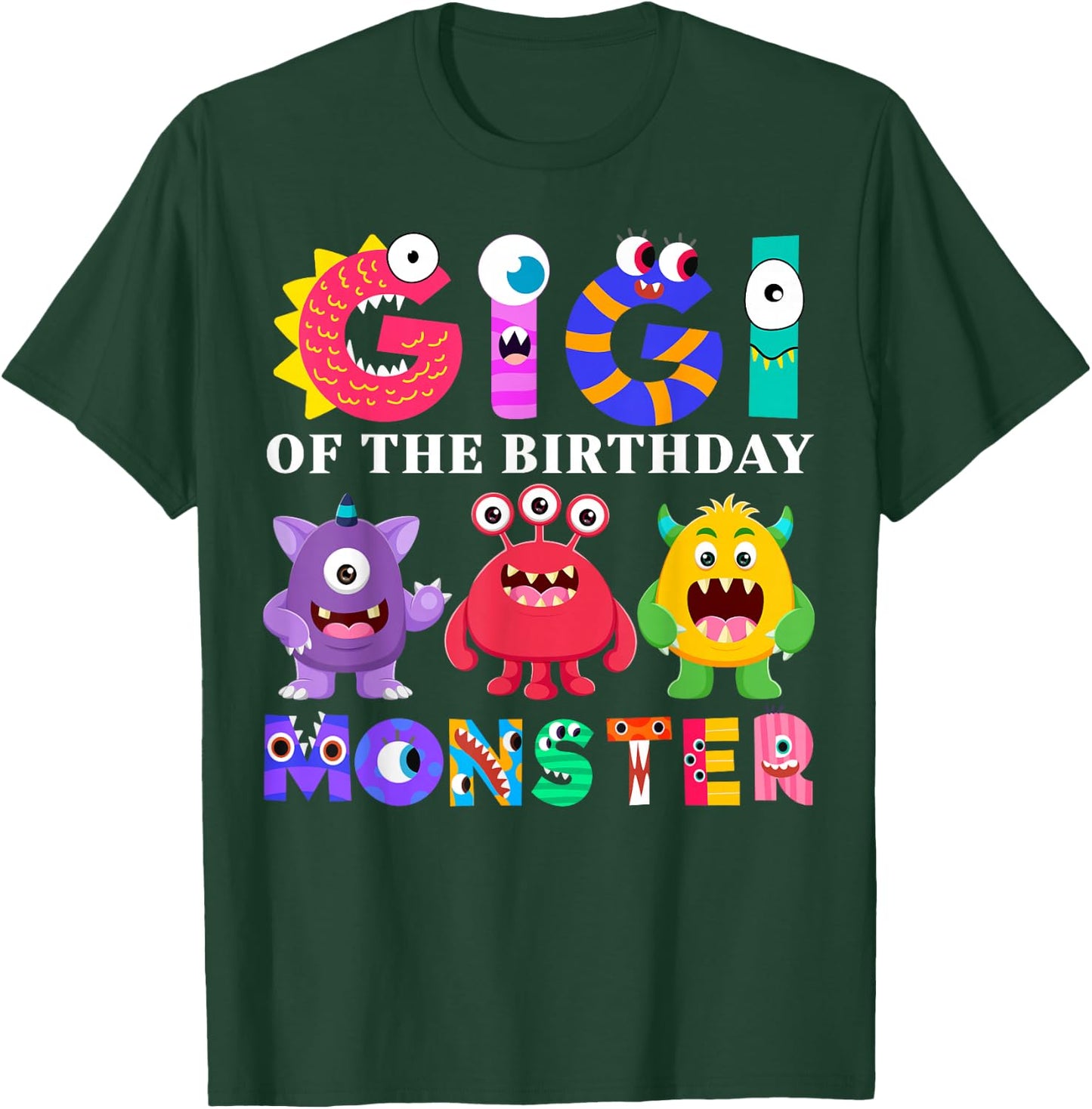 Gigi Little Monster Kids 1st Birthday Party Family Monster T-Shirt - T-Shirt | Forest