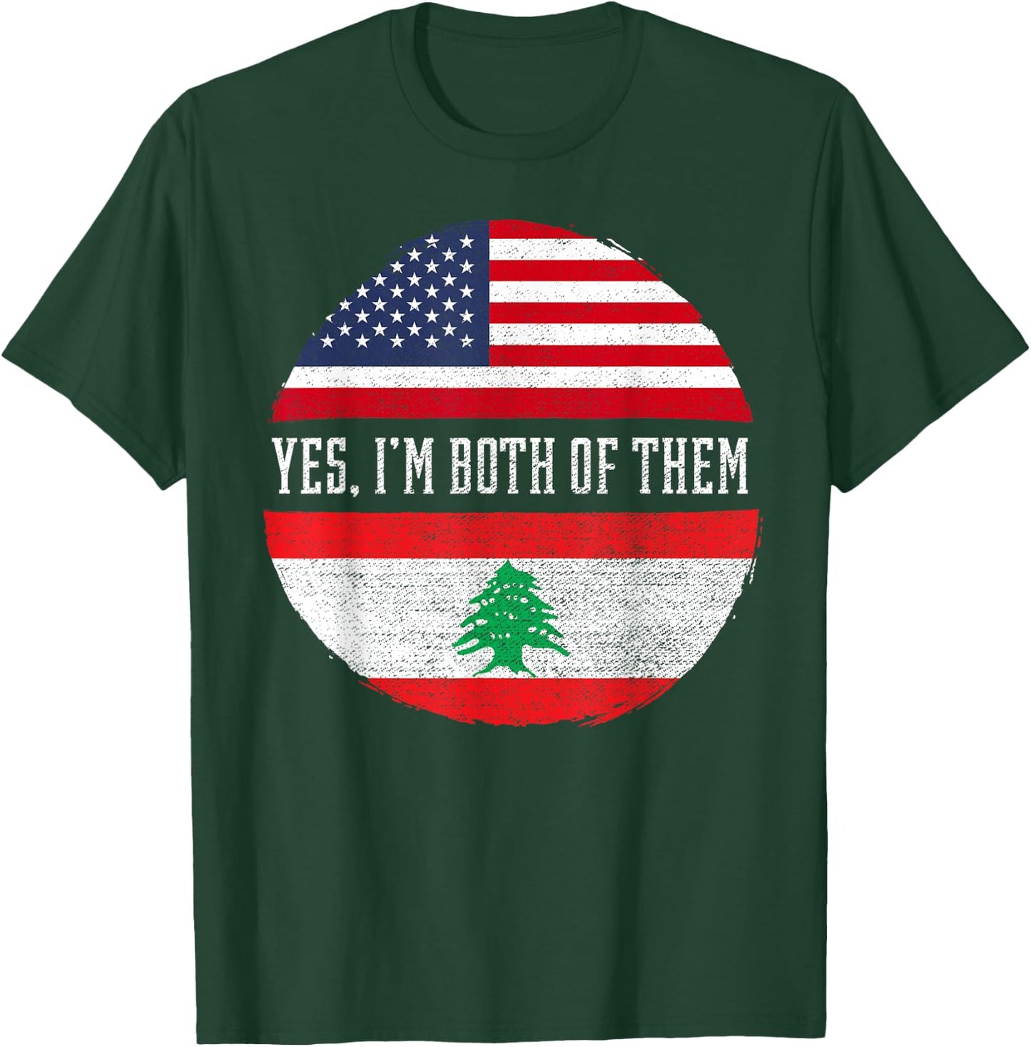 Half American Half Lebanese USA Flag Lebanon Heritage DNA Kids Men T-Shirt - T-Shirt | Forest