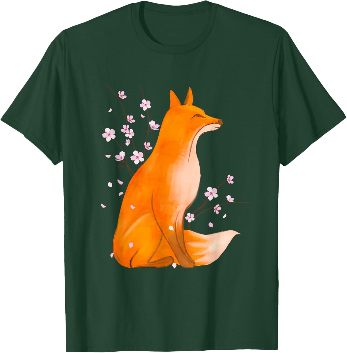 Cherry Blossom Japanese Fox - Zookeeper Animal Lover Camper T-Shirt - T-Shirt | Forest