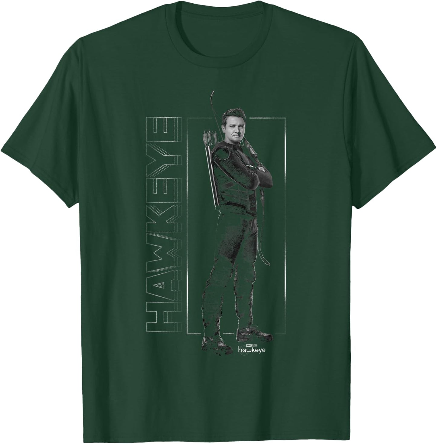 Marvel Hawkeye Disney Plus Black And White Hero Pose T-Shirt - T-Shirt | Forest